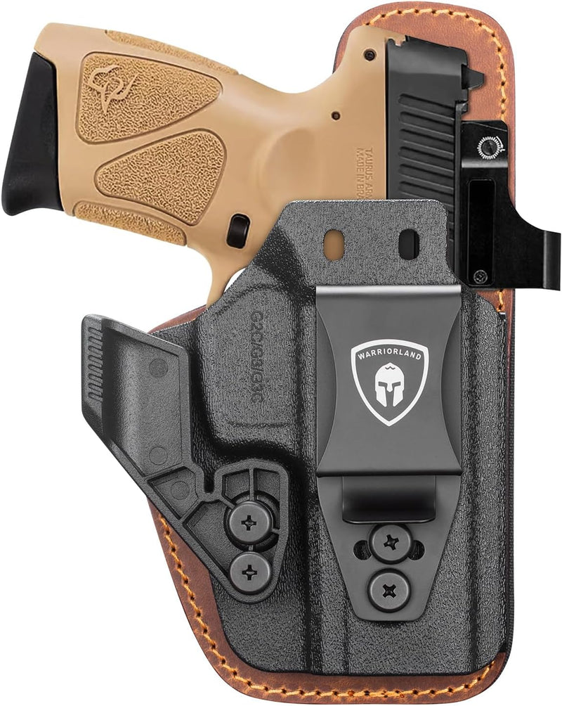Load image into Gallery viewer, WARRIORLAND IWB Hybrid Holster for Taurus G2C · G3C · G3 · GX4 Carry · G2s · PT111 G2 · PT140 G2 - Optics Ready, Ultimate Comfort Leather-Back, Adjustable Cant/Height/Retention, Right Hand Concealed Carry
