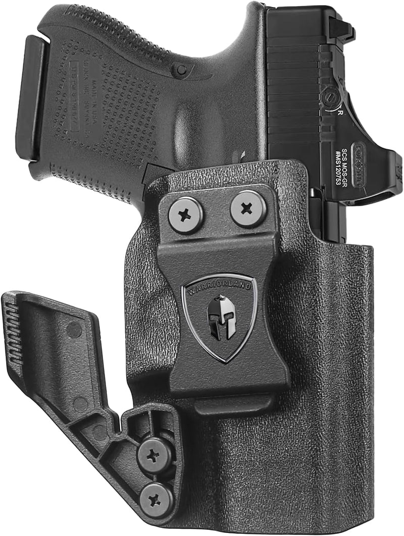 Load image into Gallery viewer, Glock 26  / 𝟮𝟳 / 𝟯𝟯 (𝗠𝗢𝗦)  IWB Kydex Holster - WARRIORLAND Optic Cut + Claw, Right-Hand Concealed Carry
