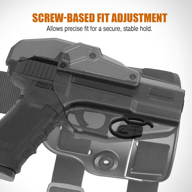 Load image into Gallery viewer, WARRIORLAND Level 2 Drop Leg Holster for 17/19/ 22/23/34 Gen 3-5 &amp; G31/32 Gen 3-4 &amp; 19X/44/45/47/49 &amp; MOS Version, Optic Cut with RDS Cover, Tactical Thigh Holster with Adj. Heigh, Open Muzzle Design
