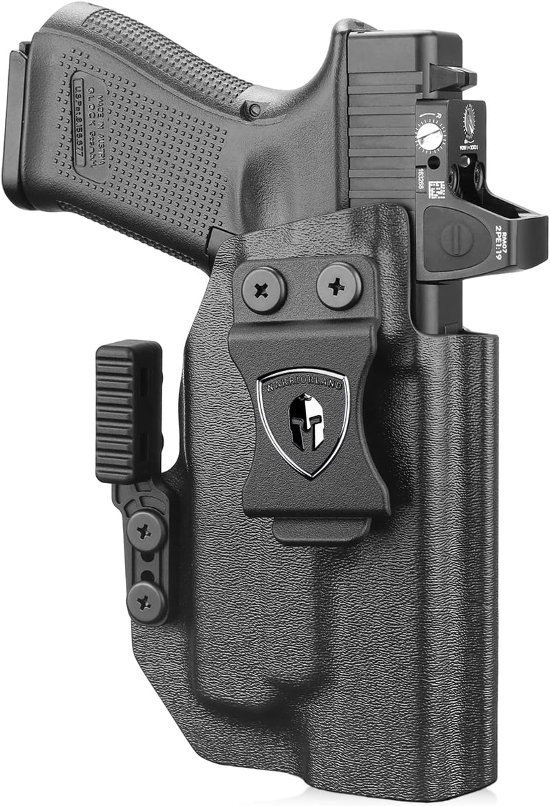 Load image into Gallery viewer, Glock 17/19 Gen3-6 / G19X / 44/45 / G34 Gen5 IWB Kydex Holster w/Claw - Olight Baldr S / Mini / RL Mini Light Bearing, Optic Cut, Adj. Retention &amp; Cant, Right Hand - WARRIORLAND

