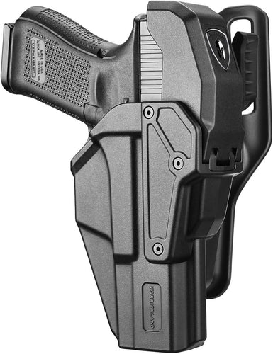 WARRIORLAND Level 2 Duty Holster for Glock 17/19 /22/23/34 Gen 3-5 & G31/32 Gen3-4 & 19X/44/45/47/49 & MOS Version, Optic Cut with RDS Cover, Thumb Release, Fits 2.0
