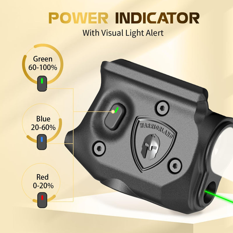 Load image into Gallery viewer, WARRIORLAND Pistol Light Laser &amp; Holster Fit for Sig P365-XMACRO, Compact 150-Lumen Trigger Mounted Tactical Weapon Light with GreenLaser White LED Flashlight &amp; IWB Holster, Power Indicator

