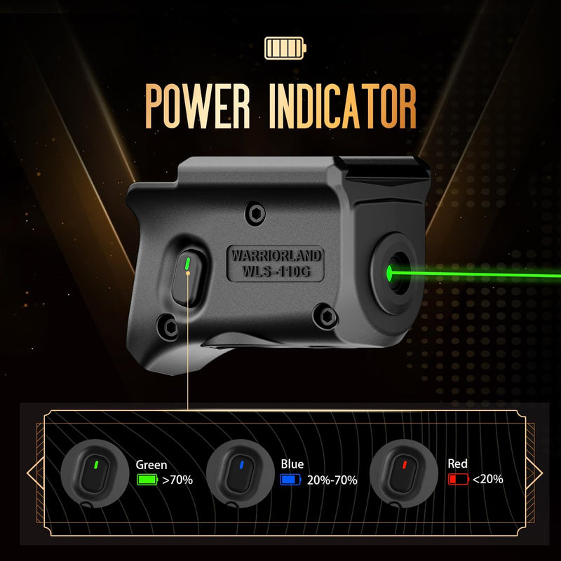 Load image into Gallery viewer, WARRIORLAND Green Trigger Laser Fit for Hellcat Pro - Compact &amp; Lightweight Trigger Mounted Tactical Weapon Light with Battery Indicator and Ambidextrous Switch, WLS-110G
