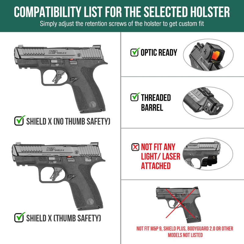 Load image into Gallery viewer, WARRIORLAND IWB Kydex Holster, Fits S&amp;W M&amp;P SHIELD X with Claw, Optic Cut, Adj. Retention
