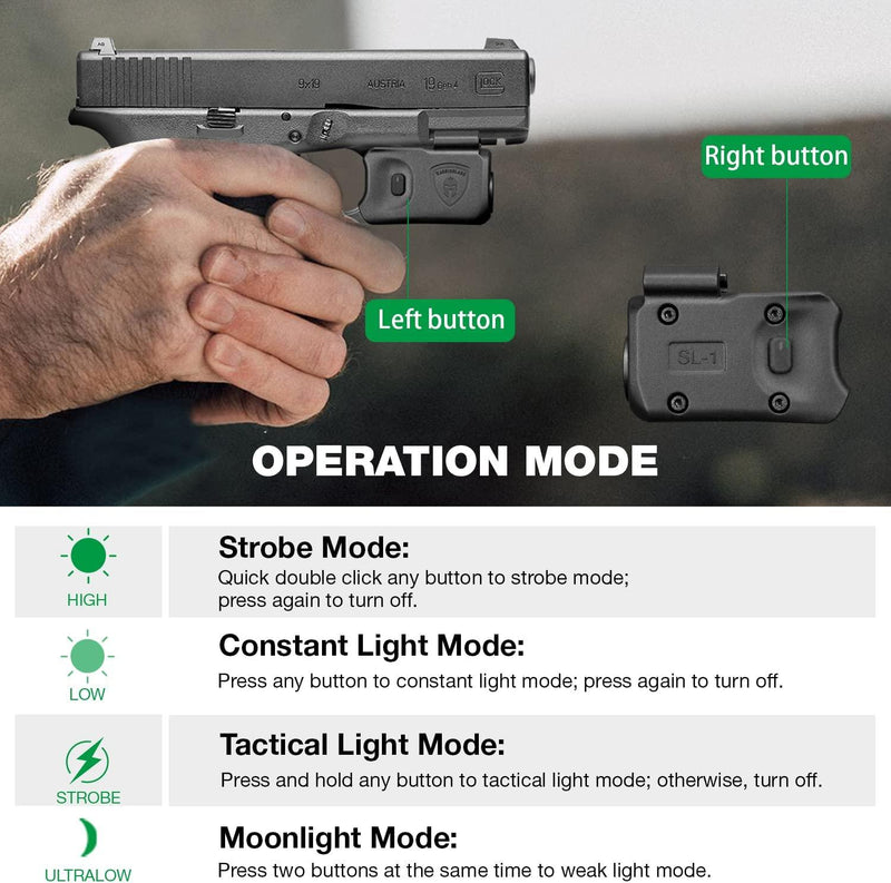 Load image into Gallery viewer, Mini Pistol Light with Kydex Holster Tailored Made: Glock 17/19/21/22 Gen 3 4 5 &amp; G23/32 Gen 4 Pistol
