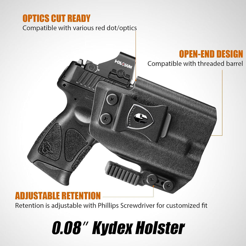 Load image into Gallery viewer, Taurus G2C / G3C / G2s / G3C Toro / PT111 / PT140 IWB Kydex Holster w/Claw - Olight Baldr S / Mini / RL Mini Light Bearing, Optic Cut, Adj. Retention &amp; Cant, Right Hand - WARRIORLAND
