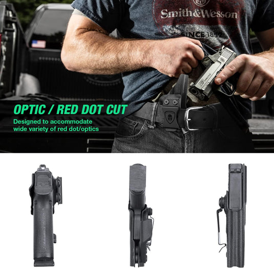 WARRIORLAND Kydex IWB Conceal Carry Holster for Glock 17/19/19X/43X MOS, Sig P365/P365X, Hellcat Pro/Hellcat, Taurus G2C/G3C, Glock 43/44/45 & G23/32 Gen 3-4, Optics Cut, 1.75