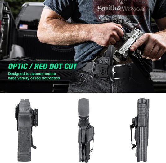 WARRIORLAND Hellcat Pro Kydex Holster with 1.75" Metal Clip for IWB Concealed Carry, Optics Cut, Adjustable Retention