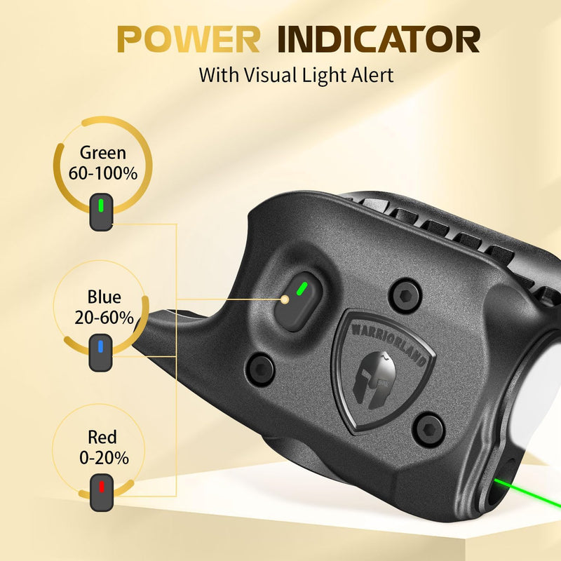 Load image into Gallery viewer, WARRIORLAND Pistol Light Laser &amp; Holster Fit for Glock 43 / 43X (No Rail Version), Compact 150-Lumen Trigger Mounted Tactical Weapon Light with Green Laser White LED &amp; IWB Holster, Power Indicator
