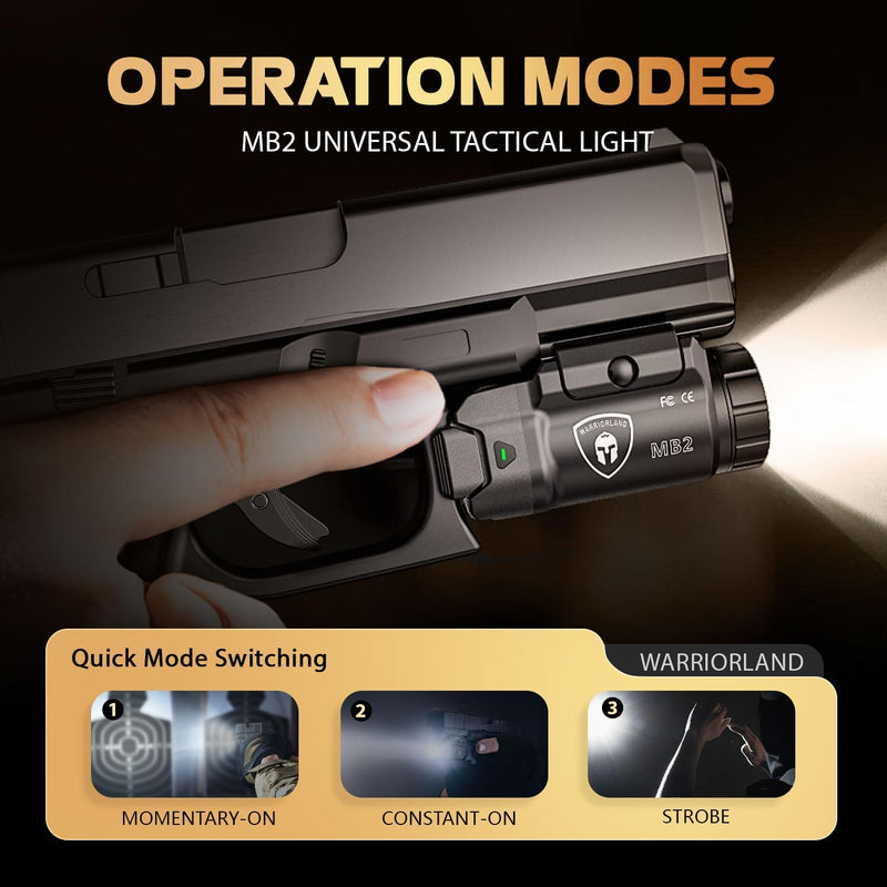 Load image into Gallery viewer, WARRIORLAND 500 Lumen Compact Pistol Light-White LED Tactical Light with Universal Rail Keys-Fits Glock 17/19,SIG SAUER P320,Taurus G2C,Smith&amp;Wesson M&amp;P9-Power Indicator (MB2)
