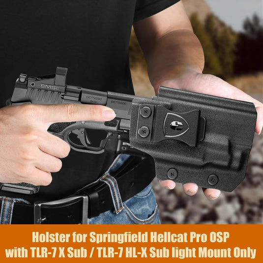 WARRIORLAND IWB Kydex Holster for Hellcat Pro OSP with TLR-7 X Sub or TLR-7 HL-X Sub, Light-Bearing Design, Optics Cut, Adjustable Cant & Posi-Click Retention, Right Hand Draw