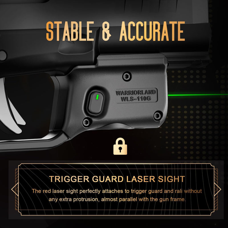 Load image into Gallery viewer, WARRIORLAND Green Trigger Laser Fit for Hellcat Pro - Compact &amp; Lightweight Trigger Mounted Tactical Weapon Light with Battery Indicator and Ambidextrous Switch, WLS-110G
