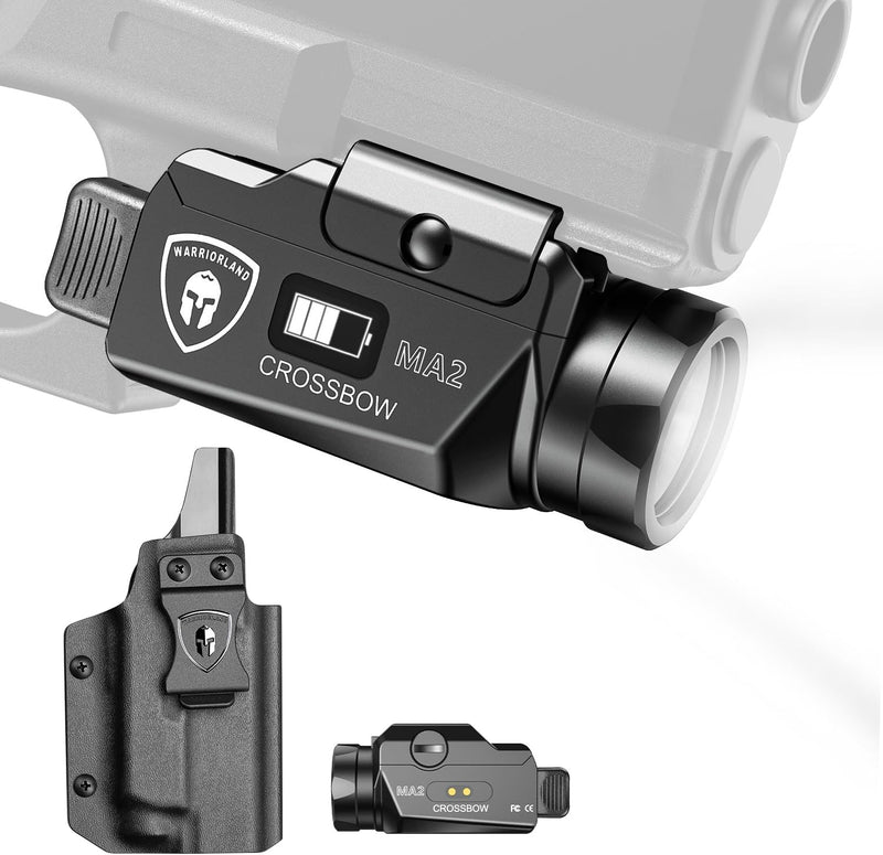 Load image into Gallery viewer, Sar9 Pistol Light + IWB Holster Combo - WARRIORLAND MA2 800 Lumen Rechargeable LED Weapon Light with OLED Power Indicator, Right Hand Kydex Holster Included
