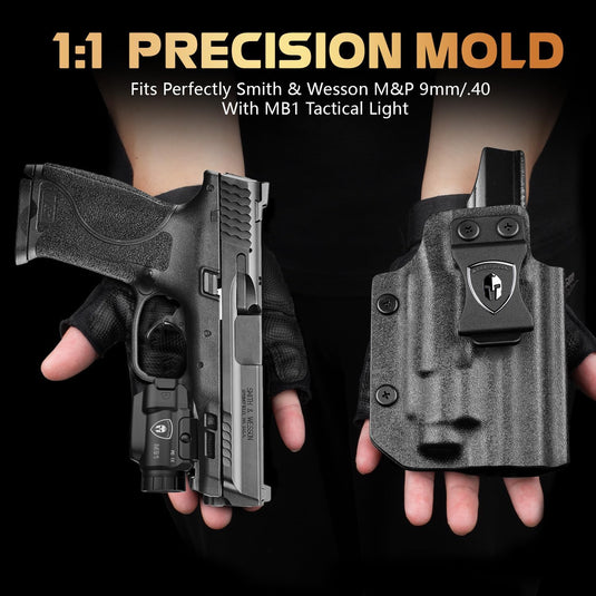 WARRIORLAND MB1 500 Lumens Portable Universal Rail Mounted Weapon Light-Red Laser&White LED Combo with S&W M&P 9mm/.40 Kydex Holster-Three Operation Modes&Power Indicator MB1w/MP9 Holster(Not fit S&W M&P Shield)