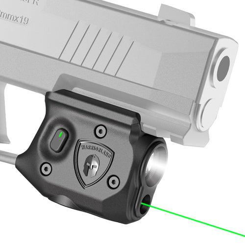 WARRIORLAND Pistol Light Laser Combo Fits Sig Sauer P365 Xmacro, Compact 150-Lumen Trigger & Rail Mounted Tactical Weapon Light, Green Laser & White LED Flashlight, Power Indicator, SLL-109G