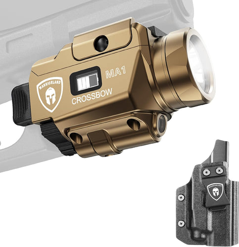 WARRIORLAND Kydex Holster for Sig P320 Compact/M18/M17/Full-Size with MA1 800 Lumen Tactical Light, Rail Mounted Green Laser LED Weapon Light w/Power Indicator, Right-Hand Draw IWB/OWB Compatible