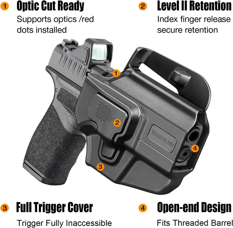 Load image into Gallery viewer, Universal OWB Paddle Holster Optic Cut - Fits 40+ Compact Pistols: Glock 19/26/43X, M&amp;P Shield Plus, Hellcat/Pro, FN Reflex, Taurus G3C &amp; More - Right Hand - WARRIORLAND

