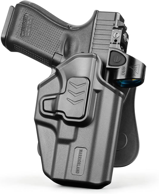 WARRIORLAND  Level II Index Finger Release Paddle Holster, Fits Glock 19/45 Gen3-6 & 23/26 Gen3-5 &19X/44 Also Fits Ruger RXM, PSA Dagger Compact, Glock 19X V/ 23V/26V/ 44V/45V, Optic Cut, Adj. Cant