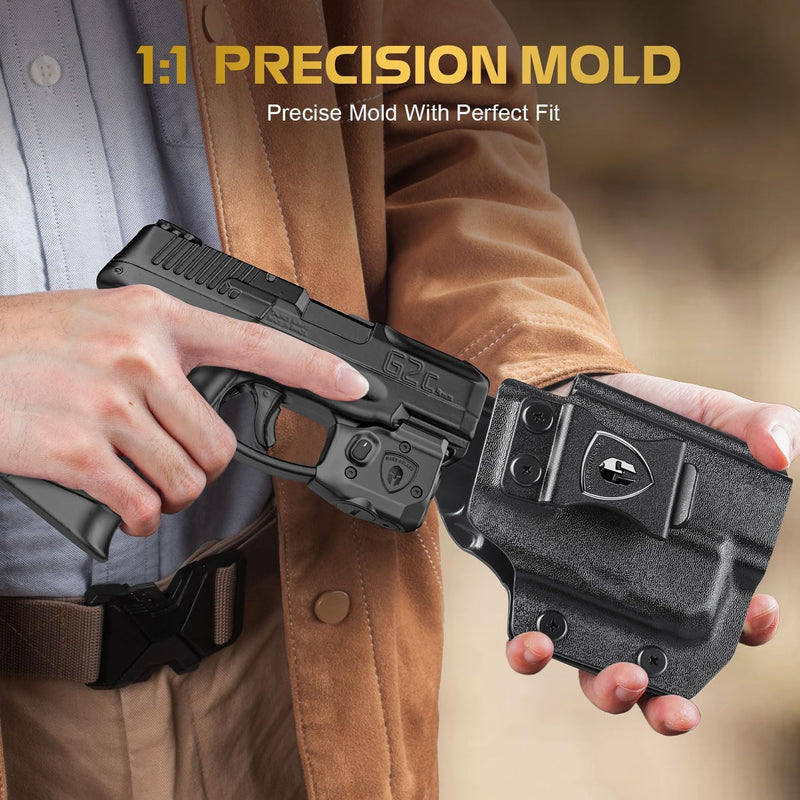 Load image into Gallery viewer, WARRIORLAND Pistol Light Laser &amp; Holster Fit for Taurus G2C/ G3C/ PT111 G2 / PT140 G2, Compact 150-Lumen Trigger Mounted Tactical Weapon Light with Red Laser White LED &amp; IWB Holster, Power Indicator
