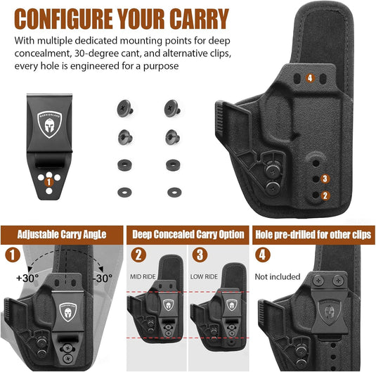Sig P365 / P365X / P365 XL IWB Hybrid Holster - Optic Ready, Appendix Concealed Carry, Adj. Height/Cant/Retention, Ultimate Comfort, Right Hand - WARRIORLAND