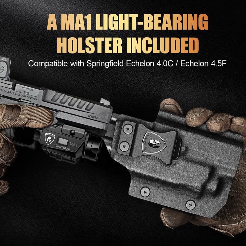Load image into Gallery viewer, Springfield Echelon 4.0C / 4.5F MA1 Light-Bearing Holster Combo - Green Beam + LED Tactical Light, Magnetic USB Rechargeable w/Battery Screen, Optic Ready, Right Hand - WARRIORLAND
