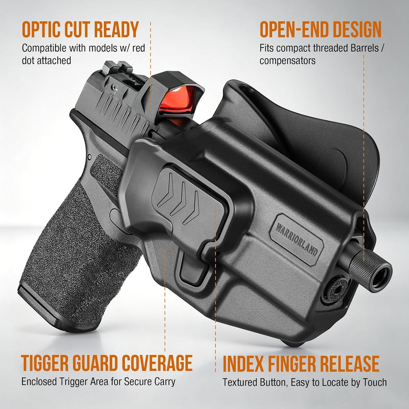 Load image into Gallery viewer, WARRIORLAND Level II Index Finger Release Paddle Holster, Fits Springfield Hellcat Pro/Hellcat RDP &amp;OSP / Hellcat Pro Comp |, Optic Cut, Adj. Cant &amp; Retention
