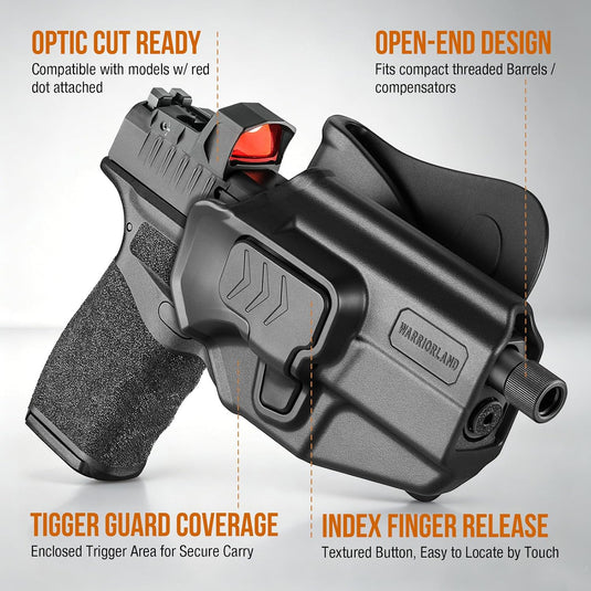 WARRIORLAND Level II Index Finger Release Paddle Holster, Fits Springfield Hellcat Pro/Hellcat RDP &OSP / Hellcat Pro Comp |, Optic Cut, Adj. Cant & Retention