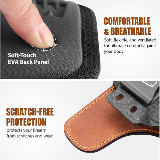 WARRIORLAND IWB Hybrid Holster for Taurus G2C · G3C · G3 · GX4 Carry · G2s · PT111 G2 · PT140 G2 - Optics Ready, Ultimate Comfort Leather-Back, Adjustable Cant/Height/Retention, Right Hand Concealed Carry