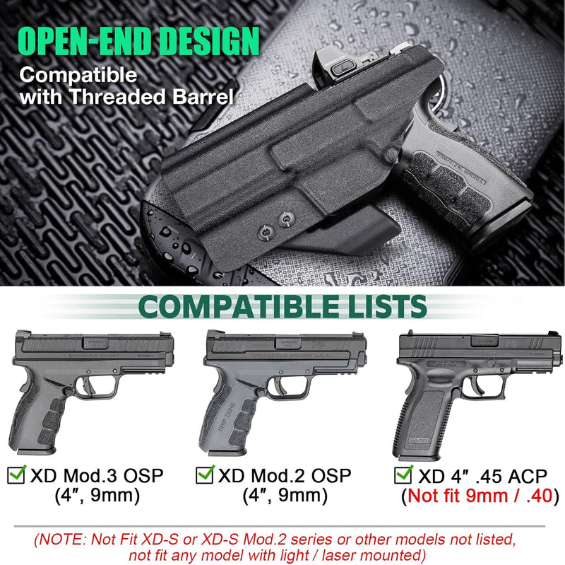 Load image into Gallery viewer, WARRIORLAND IWB Kydex Holster for Springfield XD MOD.2 / MOD.3 9mm &amp; XD 4&quot; .45ACP - Optic Cut + Claw, Inside Waistband Concealed Carry, Adjustable Cant &amp; Retention, Right Hand Draw
