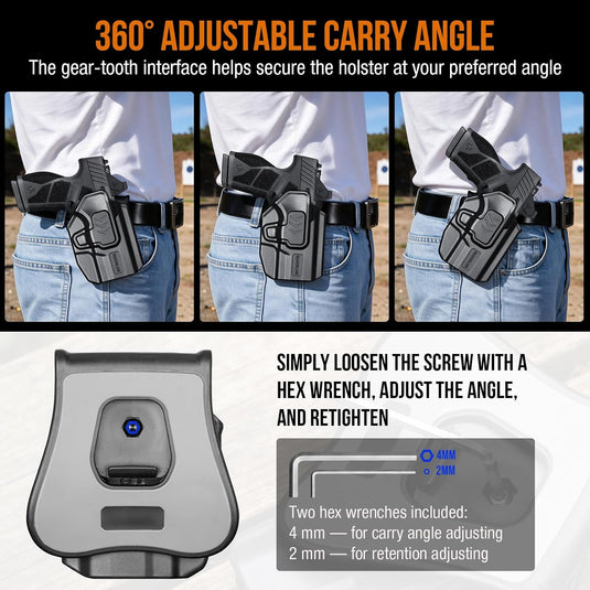 WARRIORLAND Level II Retention Index Finger Release Paddle Holster, Fits Taurus GX2 / GX2 TORO, Optic Cut, Adj. Cant & Retention, Right Hand