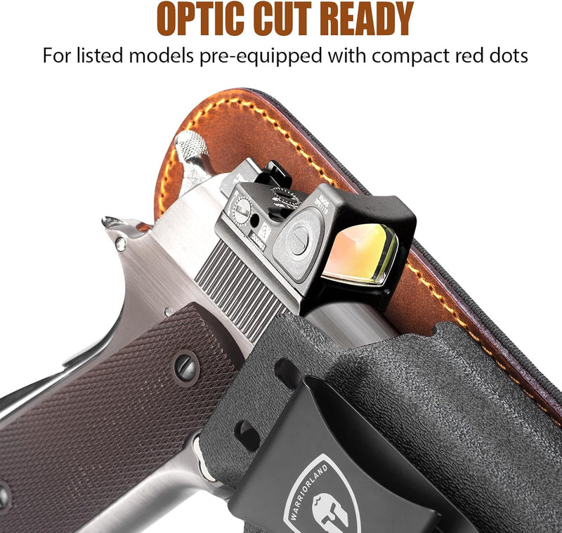 Load image into Gallery viewer, 5&quot; 1911 IWB Hybrid Holster (Colt/Kimber/Tisas/S&amp;W/Ruger/Sig/RIA) - WARRIORLAND Optic-Cut Right-Hand Concealed Carry, Adj. Height/Cant/Retention, Ultimate Comfort
