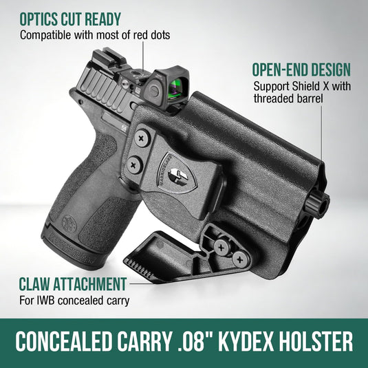 WARRIORLAND IWB Kydex Holster, Fits S&W M&P SHIELD X with Claw, Optic Cut, Adj. Retention