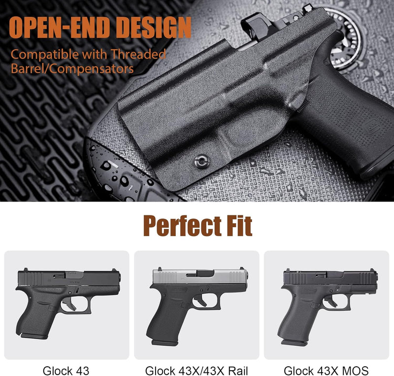Load image into Gallery viewer, WARRIORLAND Optics Cut Kydex Appendix IWB Holster for Glock 43X MOS/43X/G43, Adjustable Cant &amp; Retention, Right Hand Concealed Carry

