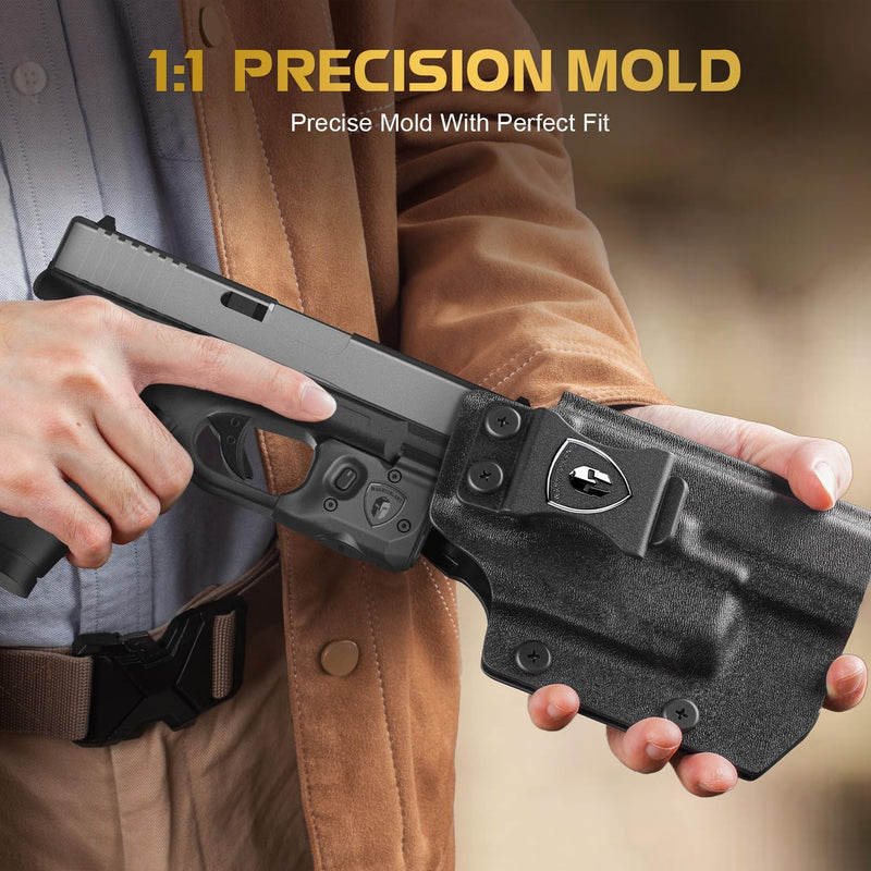 Load image into Gallery viewer, WARRIORLAND Pistol Light Laser &amp; Holster Fit for Glock 17/19 Gen 3-5, Glock 22/23/31/32 Gen 3-4 &amp; Glock 19X/44/45, Compact 150-Lumen Trigger Tactical Light with Red Laser White LED &amp; IWB Holster
