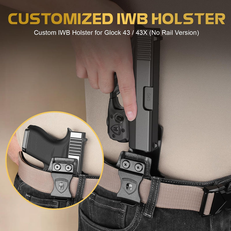 Load image into Gallery viewer, WARRIORLAND Pistol Light Laser &amp; Holster Fit for Glock 43 / 43X (No Rail Version), Compact 150-Lumen Trigger Mounted Tactical Weapon Light with Green Laser White LED &amp; IWB Holster, Power Indicator
