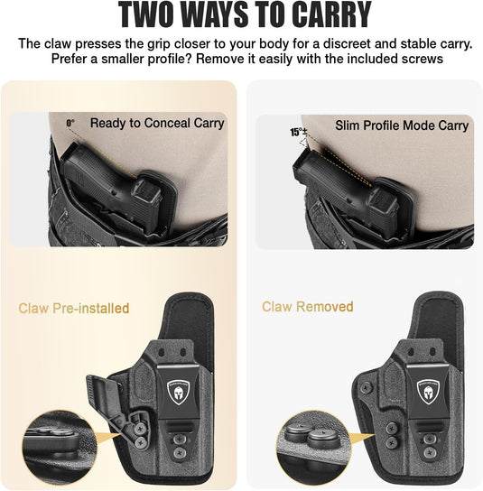 WARRIORLAND IWB Hybrid Holster for Glock 43X / 43X MOS / 43 / 48 MOS / G48 – Optic Cut, Right Hand, Adj. Height/Cant/Retention