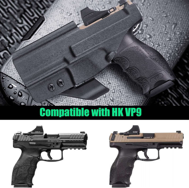 Load image into Gallery viewer, HK VP9 IWB Kydex Holster - Optic Cut + Claw, Adjustable Cant &amp; Posi-Click Audible Lock, Right-Hand Concealed Carry - WARRIORLAND
