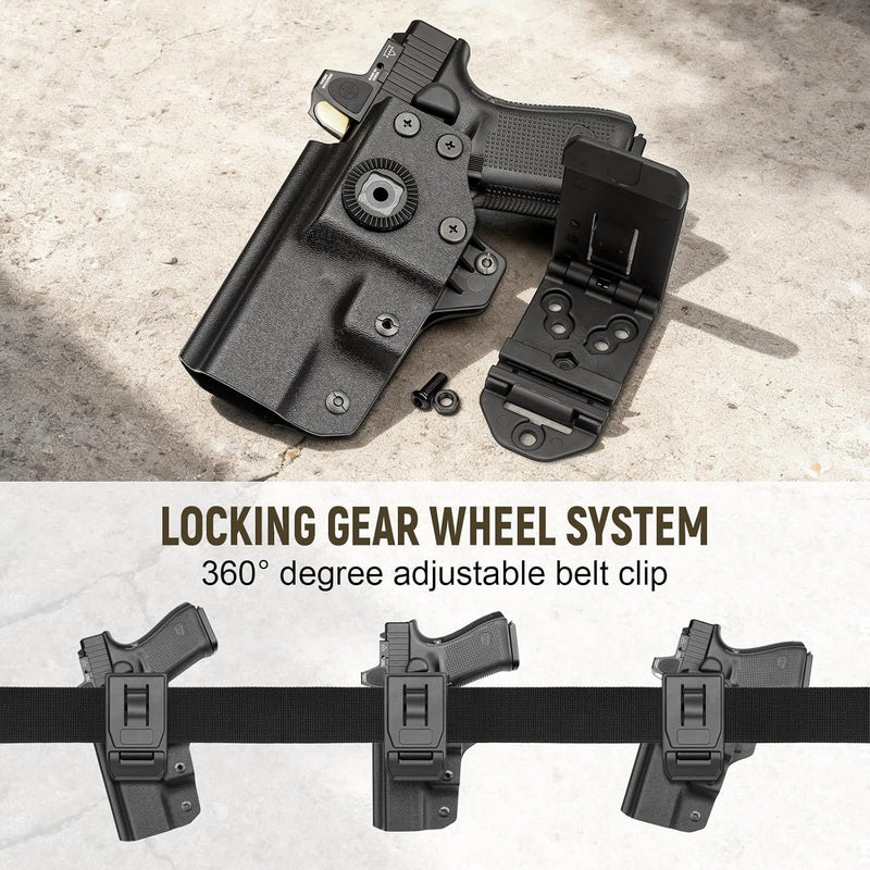 Load image into Gallery viewer, Glock 17/19/19X/45 Holster OWB Kydex Optic Cut - Thumb Release, Fits Gen 3-5 &amp; G23/G32/G44, 360° Adjustable Cant, 1.5"-2.25" Belt, Right Hand - WARRIORLAND
