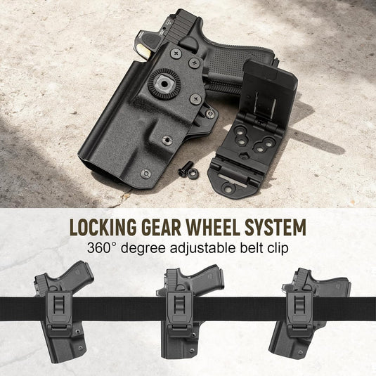 Glock 17/19/19X/45 Holster OWB Kydex Optic Cut - Thumb Release, Fits Gen 3-5 & G23/G32/G44, 360° Adjustable Cant, 1.5