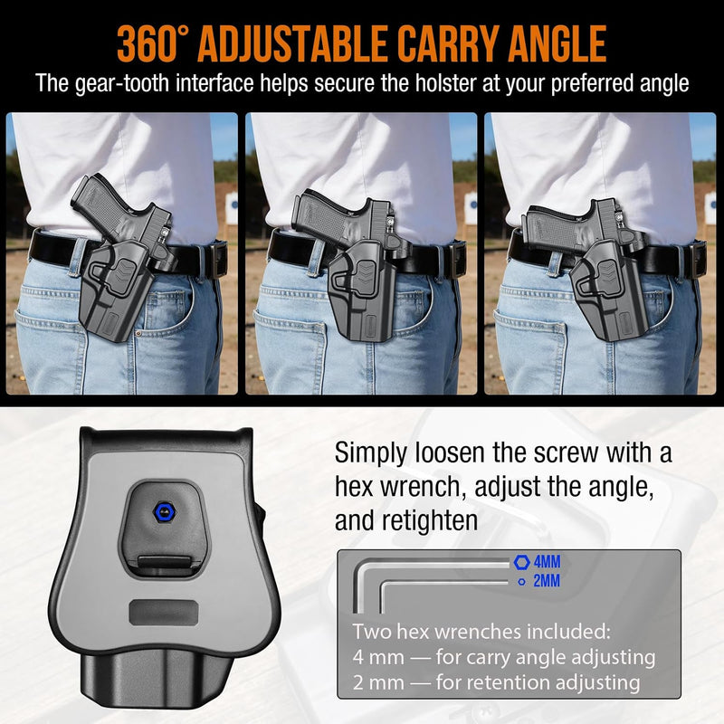 Load image into Gallery viewer, WARRIORLAND  Level II Index Finger Release Paddle Holster, Fits Glock 19/45 Gen3-6 &amp; 23/26 Gen3-5 &amp;19X/44 Also Fits Ruger RXM, PSA Dagger Compact, Glock 19X V/ 23V/26V/ 44V/45V, Optic Cut, Adj. Cant
