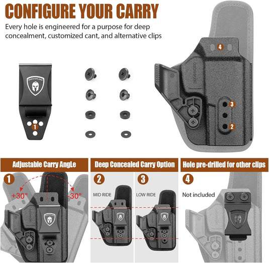 Taurus G2C / G3C / G3 / G2s / GX4 Carry / PT111 G2 / PT140 G2 IWB Hybrid Holster - WARRIORLAND Optic-Cut Right-Hand Concealed Carry, Adj. Height/Cant/Retention, Ultimate Comfort