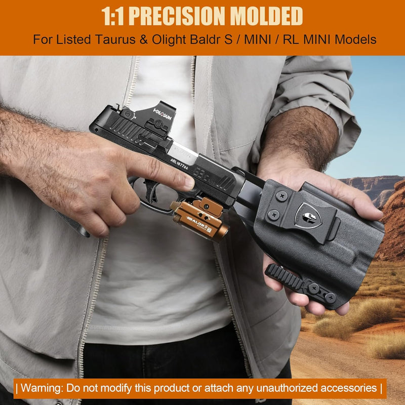 Load image into Gallery viewer, Taurus G2C / G3C / G2s / G3C Toro / PT111 / PT140 IWB Kydex Holster w/Claw - Olight Baldr S / Mini / RL Mini Light Bearing, Optic Cut, Adj. Retention &amp; Cant, Right Hand - WARRIORLAND
