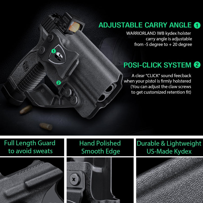 Load image into Gallery viewer, WARRIORLAND IWB Kydex Holster, Fit FN Reflex Adj. Cant &amp; Retention | w/Optic Cut &amp; Claw Options
