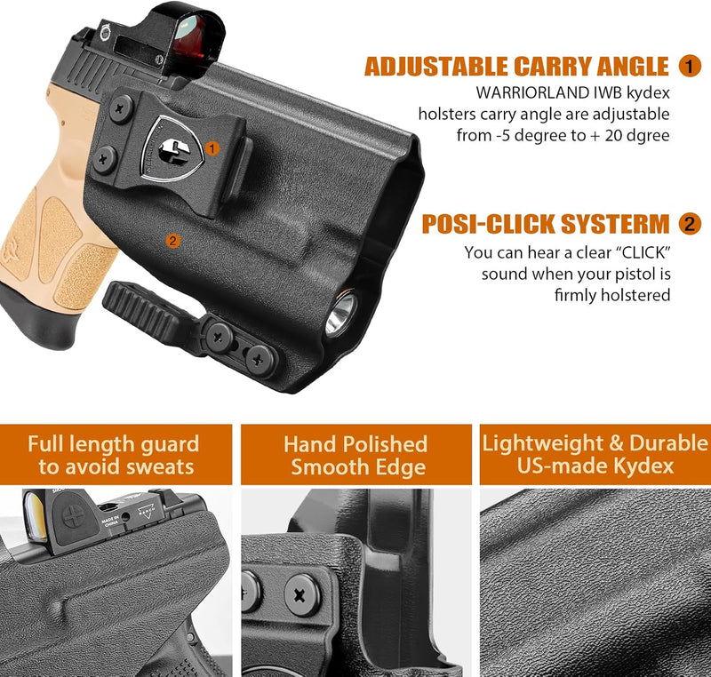 Load image into Gallery viewer, Taurus G2C / G3C / G2s / G3C Toro / PT111 / PT140 IWB Kydex Holster w/Claw - Olight Baldr S / Mini / RL Mini Light Bearing, Optic Cut, Adj. Retention &amp; Cant, Right Hand - WARRIORLAND
