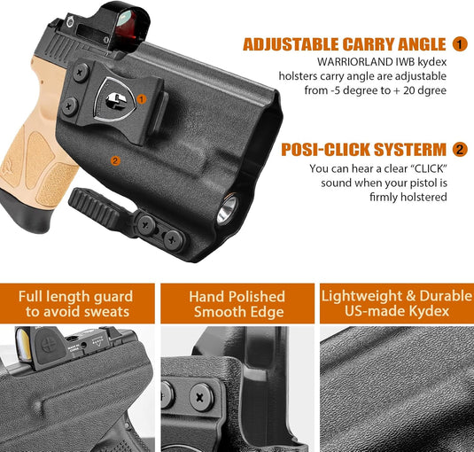 Taurus G2C / G3C / G2s / G3C Toro / PT111 / PT140 IWB Kydex Holster w/Claw - Olight Baldr S / Mini / RL Mini Light Bearing, Optic Cut, Adj. Retention & Cant, Right Hand - WARRIORLAND