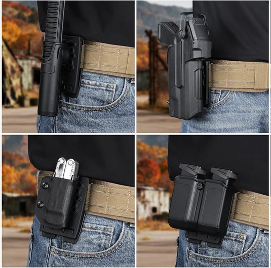 MOLLE Holster & Mag Pouch Adapter (3-Inch) - WARRIORLAND Heavy-Duty Tactical Clip for Holsters, Pouches, Taser X7/X26P, Sheaths & Backpacks, w/Mount Screw & Nut Kit, 1 Pack