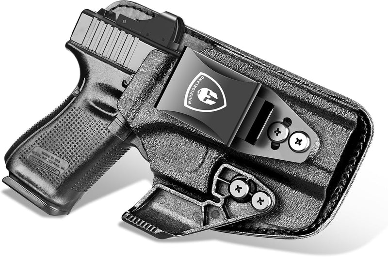 Load image into Gallery viewer, WARRIORLAND IWB Hybrid Holster Compatible with Glock 17/19/22/23 Gen 3-5, Glock 31/32 Gen 3-4, Glock 19X/44/45, Concealed Carry Polymer &amp; Leather Holster with Claw/Optics Cut Ready, Right Hand（Brown）
