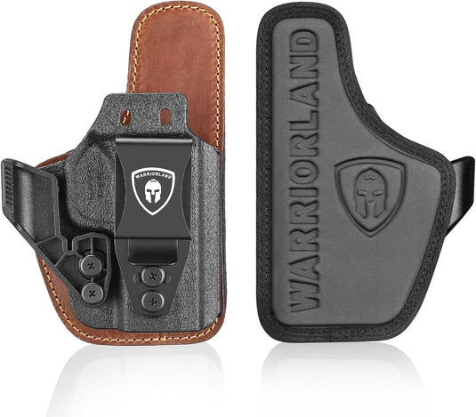 WARRIORLAND Springfield Hellcat Pro Holster - Compatible with Hellcat/RDP/OSP Optics Cut, IWB Hybrid Kydex/Leather Concealed Carry Holster, Right Hand, Adjustable Cant & Retention & Ride Height, Inside Waistband Holster