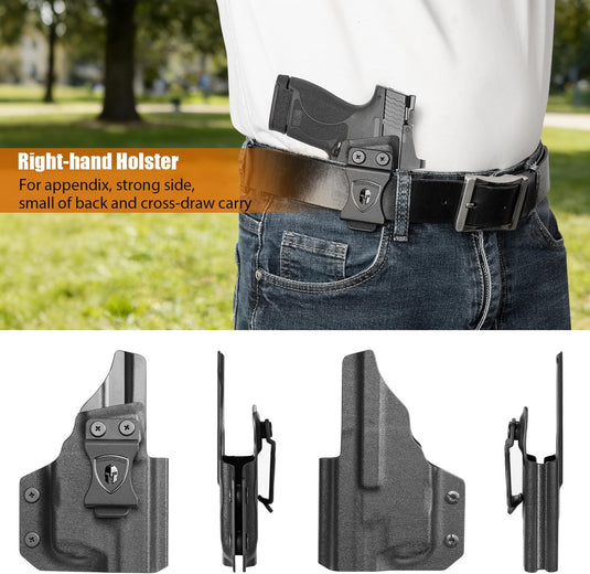 S&W M&P Shield / Shield Plus IWB Kydex Holster Light-Bearing - Fits TLR-6, Optic Cut, Adjustable Cant & Retention, Appendix Concealed Carry, Right Hand - WARRIORLAND
