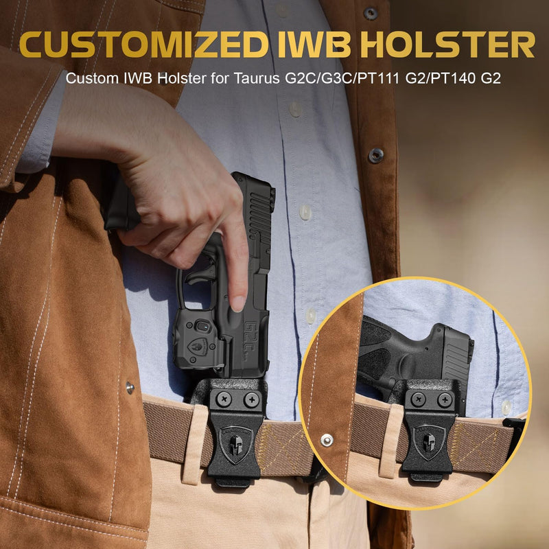 Load image into Gallery viewer, WARRIORLAND Pistol Light Laser &amp; Holster Fit for Taurus G2C/ G3C/ PT111 G2 / PT140 G2, Compact 150-Lumen Trigger Mounted Tactical Weapon Light with Red Laser White LED &amp; IWB Holster, Power Indicator
